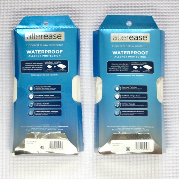 NWT Allerease Waterproof Zippered Pillow Protector Allergy Protection 4 Cases - Picture 2 of 2